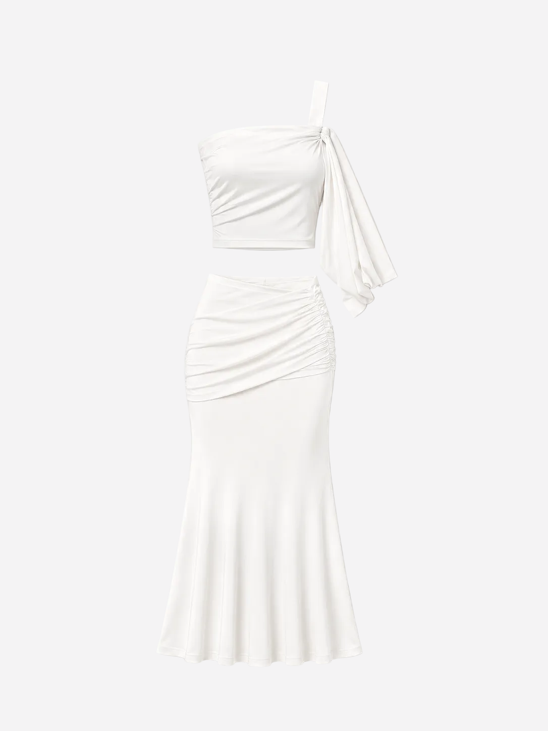 draped top and skirt set white | SEISHIKI STUDIO