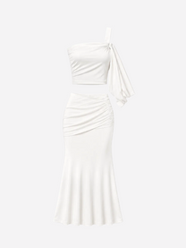 draped top and skirt set white | SEISHIKI STUDIO