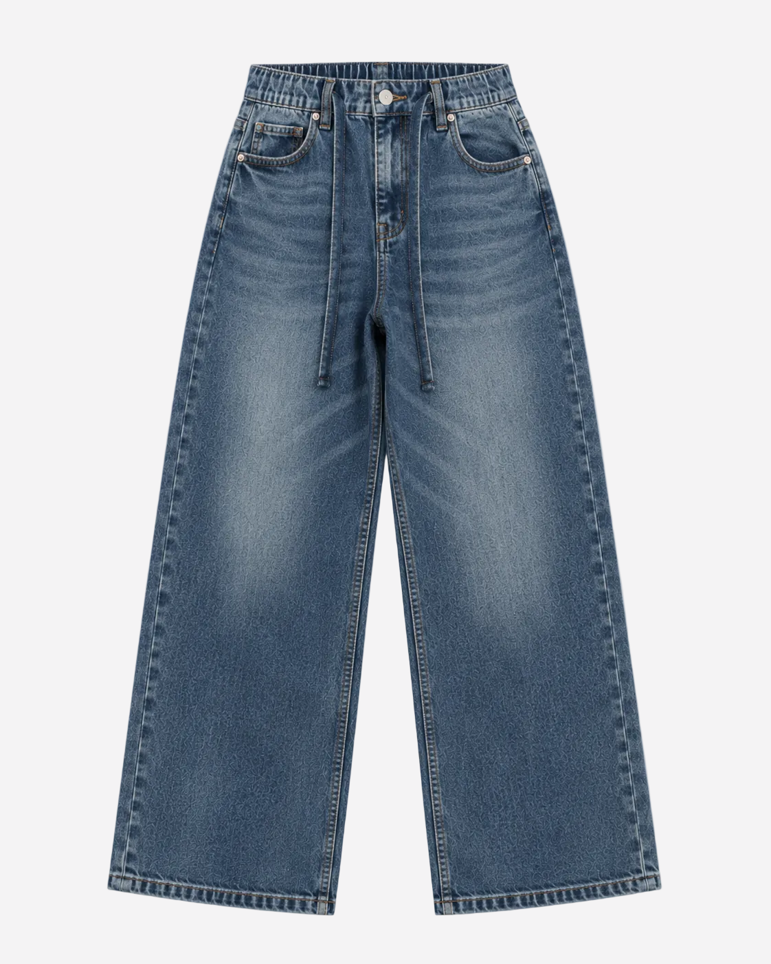INSEAM 82CM - MEDIUM WASH WIDE LEG JEANS WITH WAIST STRING | SEISHIKI STUDIO