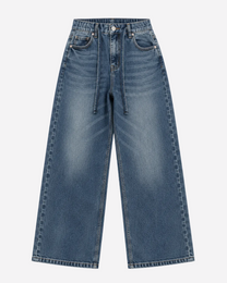 INSEAM 82CM - MEDIUM WASH WIDE LEG JEANS WITH WAIST STRING | SEISHIKI STUDIO