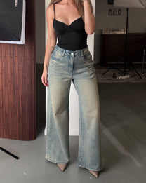 Curvetech - The Stretchy High Waist Super Baggy Jeans - Cream Wash, curvy fit, 80 cm inseam – SEISHIKI STUDIO
