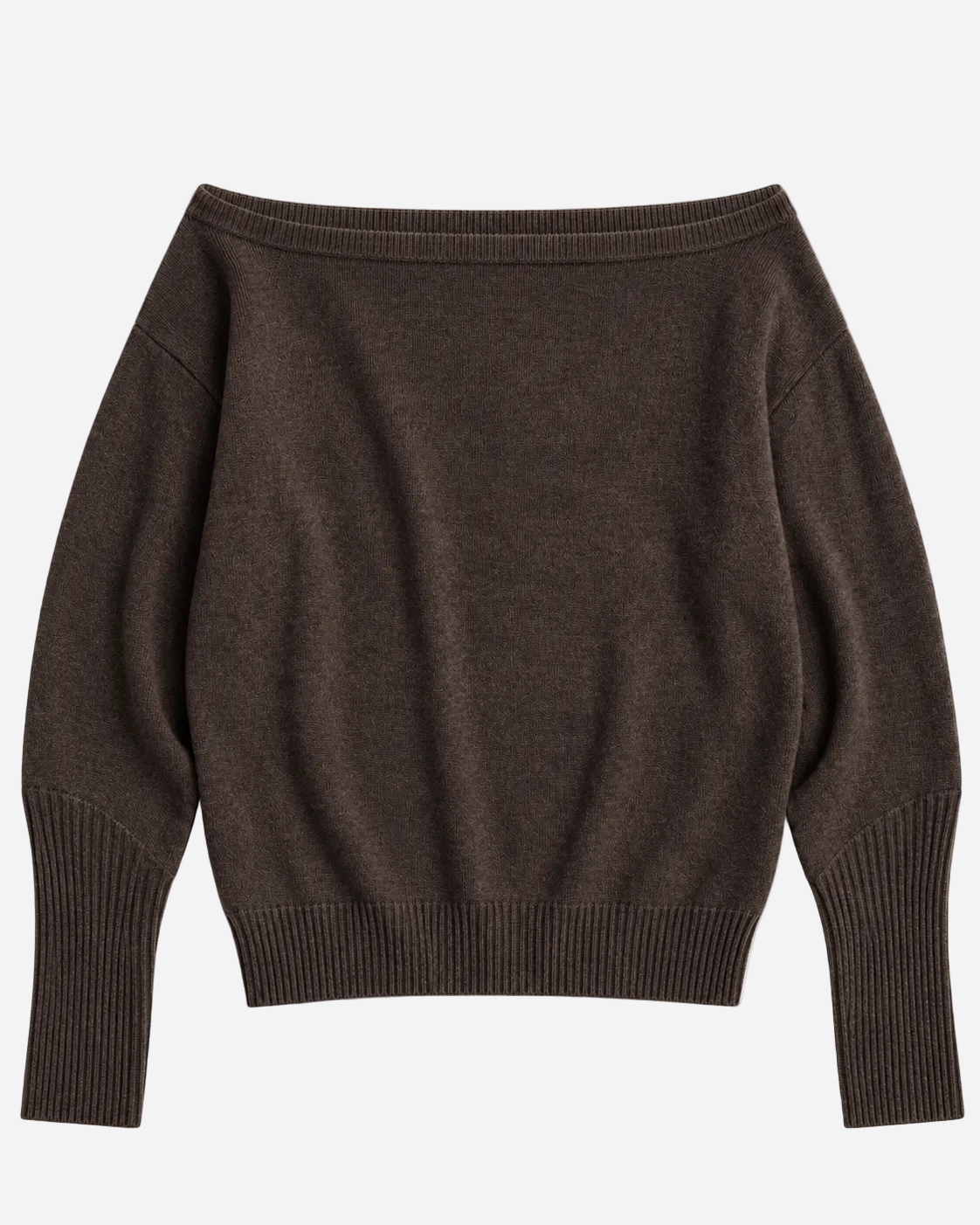 RELAXED FIT WIDE NECK SWEATER BROWN | SEISHIKI STUDIO