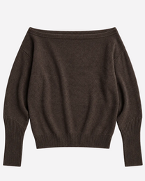 RELAXED FIT WIDE NECK SWEATER BROWN | SEISHIKI STUDIO