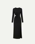EXTREME STRETCH WAIST CUTOUT DETAIL LONG STRETCHY DRESS BLACK | SEISHIKI STUDIO
