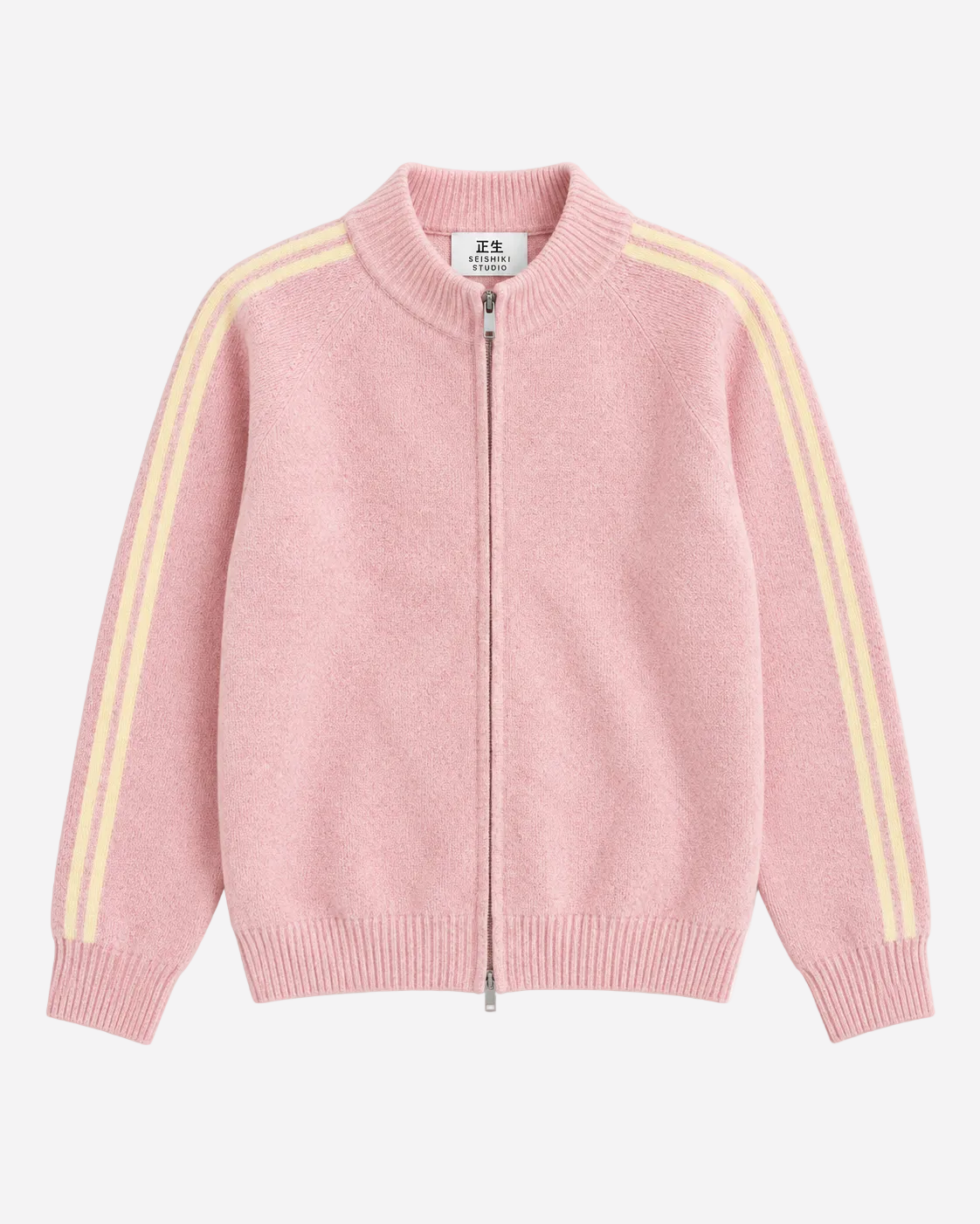Retro Striped Knit Zip-Up Pink – SEISHIKI STUDIO