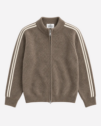Retro Striped Knit Zip-Up Taupe – SEISHIKI STUDIO