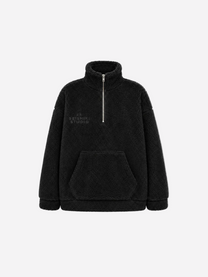 Black Oversized Teddy Quarter Zip Sweater – Fluffy Cozy Pullover | Seishiki Studio