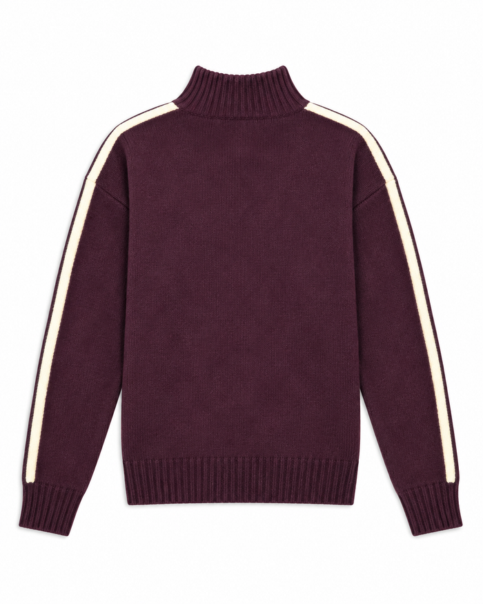 Frog Closure Stripe Knitted Track Jacket Purple | SEISHIKI STUDIO