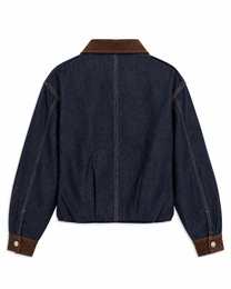 CONTRAST COLLAR DENIM BOMBER JACKET | SEISHIKI STUDIO