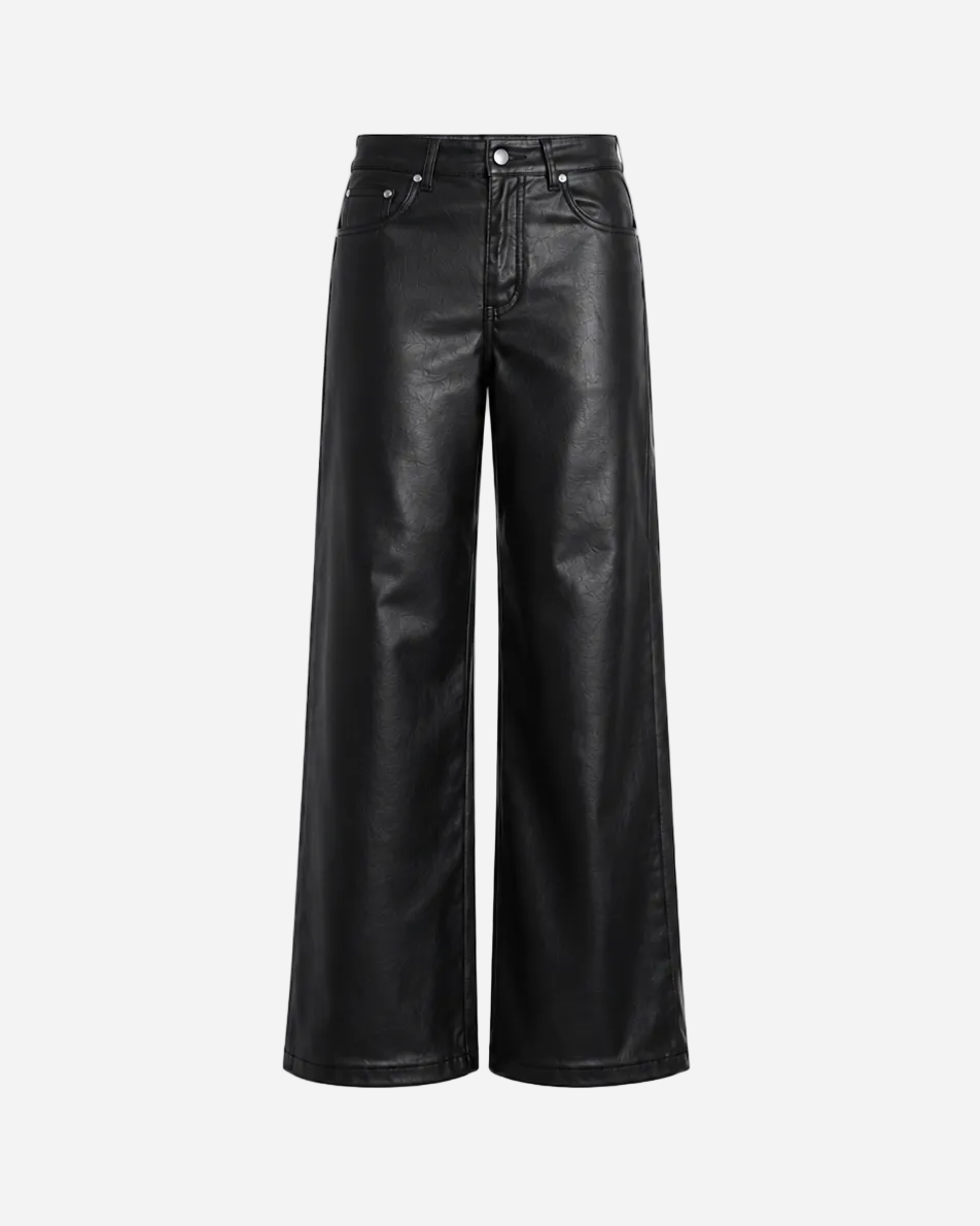 STRETCHY Faux Leather Wide Leg Jeans - INSEAM 80CM | SEISHIKI STUDIO