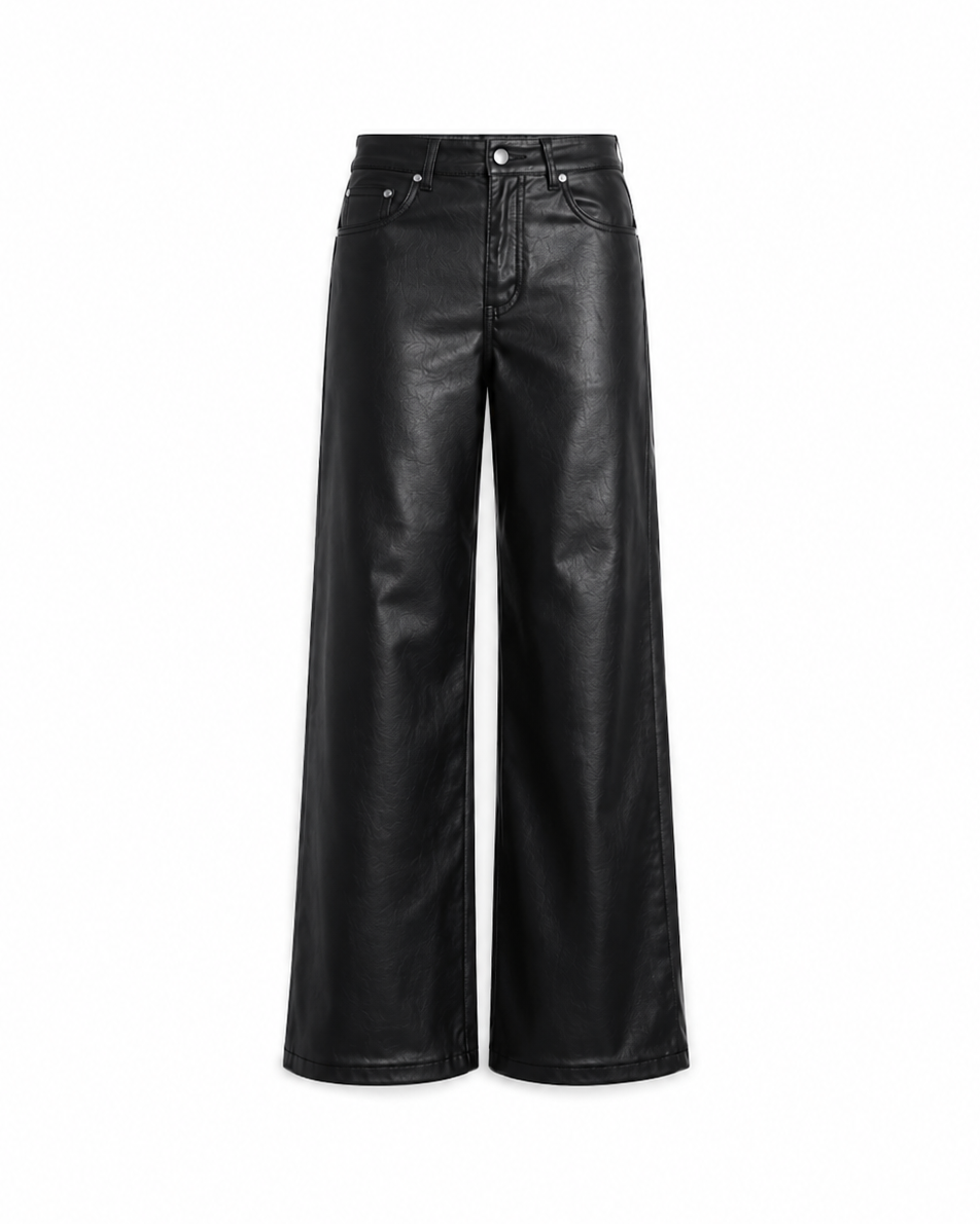 STRETCHY Faux Leather Wide Leg Jeans - INSEAM 80CM | SEISHIKI STUDIO