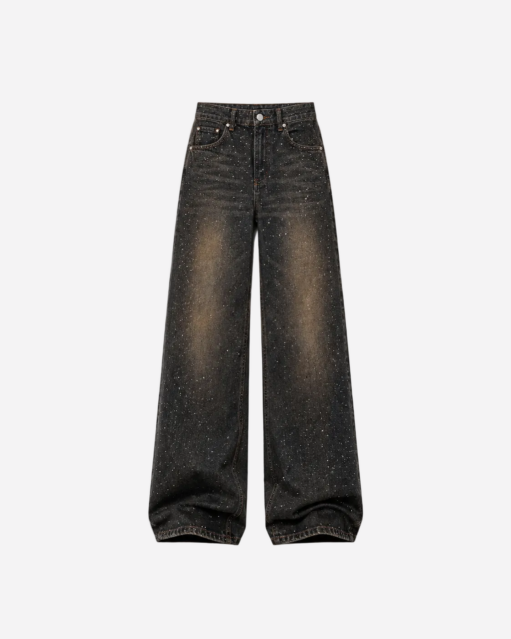 ACID WASH WIDE LEG SPARKLE JEANS - inseam 83cm - NON STRETCH | SEISHIKI STUDIO