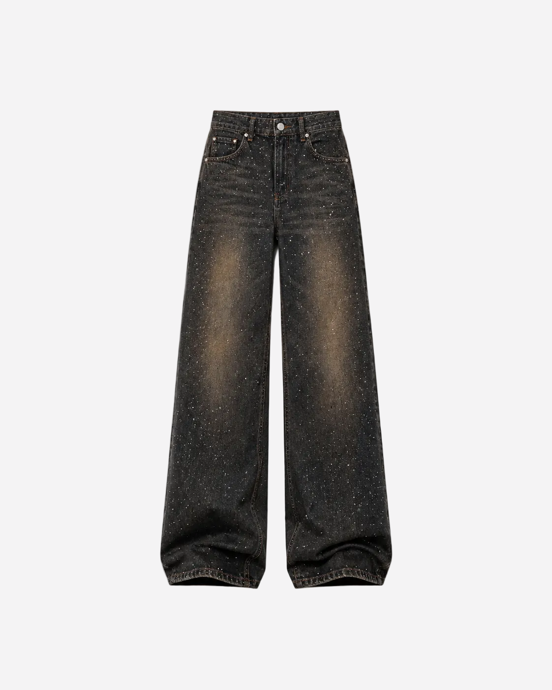ACID WASH WIDE LEG SPARKLE JEANS - inseam 83cm - NON STRETCH | SEISHIKI STUDIO