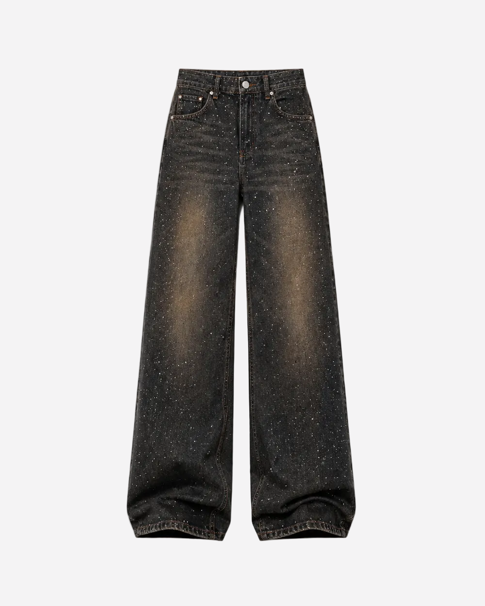 INSEAM 83cm - NON STRETCH - ACID WASH WIDE LEG SPARKLE JEANS  | SEISHIKI STUDIO
