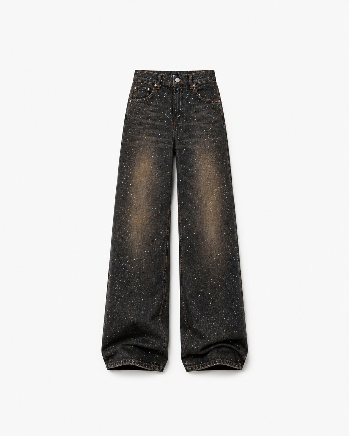 ACID WASH WIDE LEG SPARKLE JEANS - inseam 83cm - NON STRETCH | SEISHIKI STUDIO