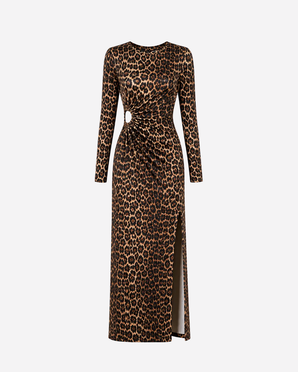 EXTREME STRETCH WAIST CUTOUT DETAIL LONG DRESS LEOPARD | SEISHIKI STUDIO