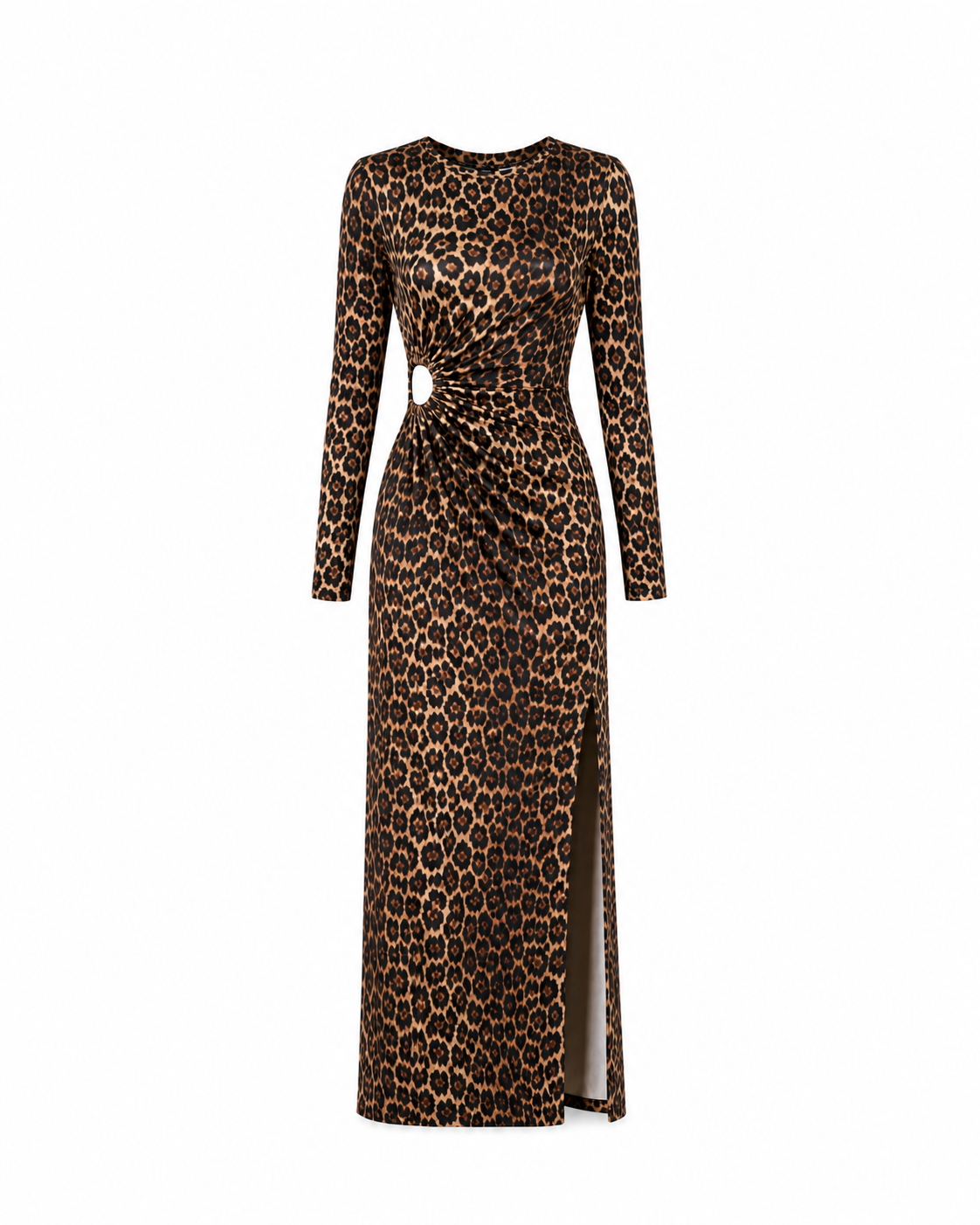 EXTREME STRETCH WAIST CUTOUT DETAIL LONG DRESS LEOPARD | SEISHIKI STUDIO