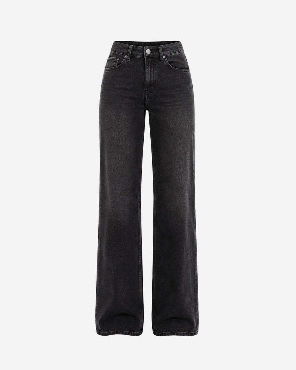 STRETCHY BLACK WIDE LEG JEANS WITH STONE WASH - INSEAM 86CM | SEISHIKI STUDIO