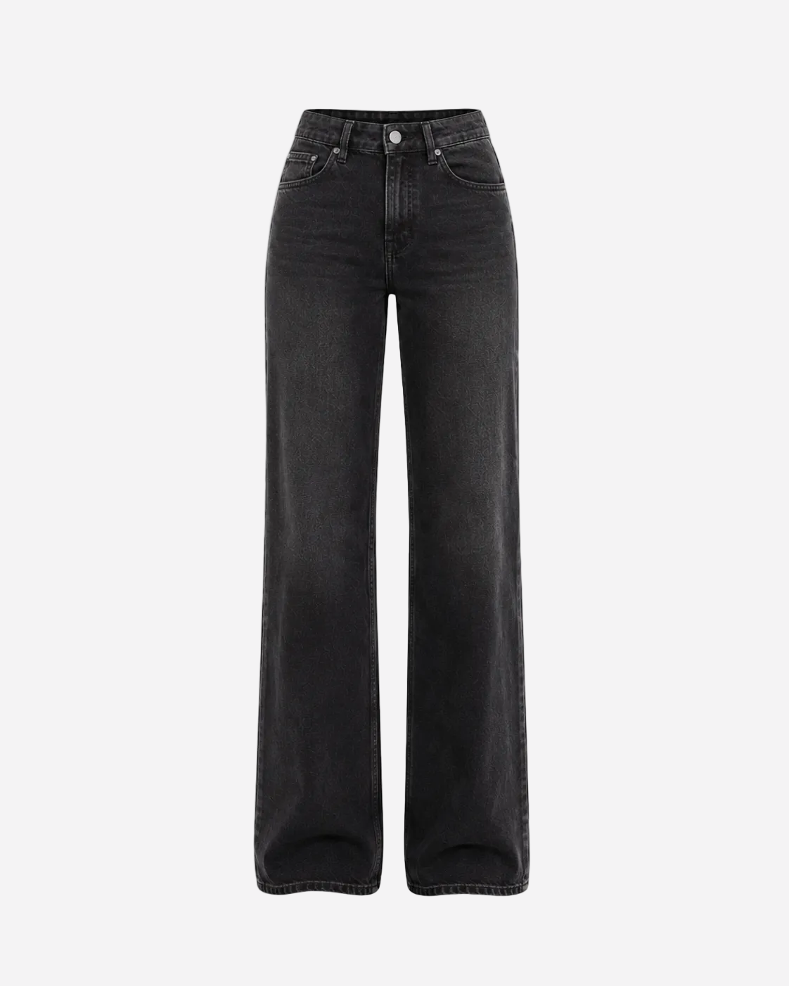 STRETCHY BLACK WIDE LEG JEANS WITH STONE WASH - INSEAM 86CM | SEISHIKI STUDIO