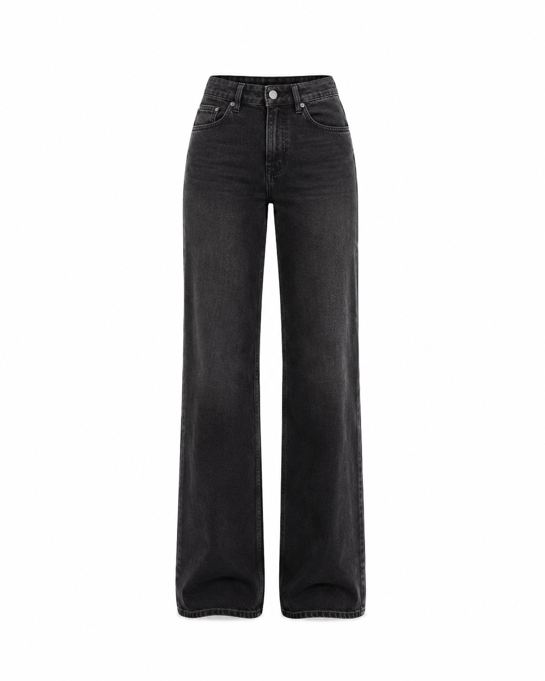 STRETCHY BLACK WIDE LEG JEANS WITH STONE WASH - INSEAM 86CM | SEISHIKI STUDIO