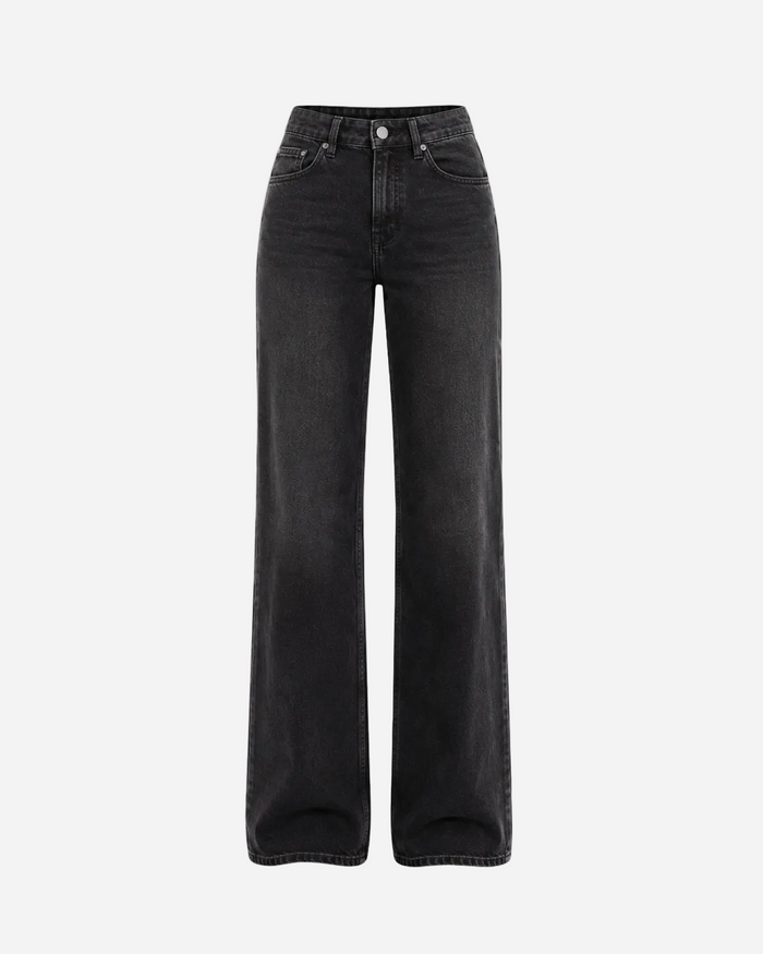 Tall – Inseam 86cm – Stretchy Black Wide Leg Jeans with Stone Wash – Curvy Fit | SEISHIKI STUDIO