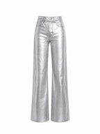 STRETCHY Faux Leather Jeans SILVER - INSEAM 80CM | SEISHIKI STUDIO