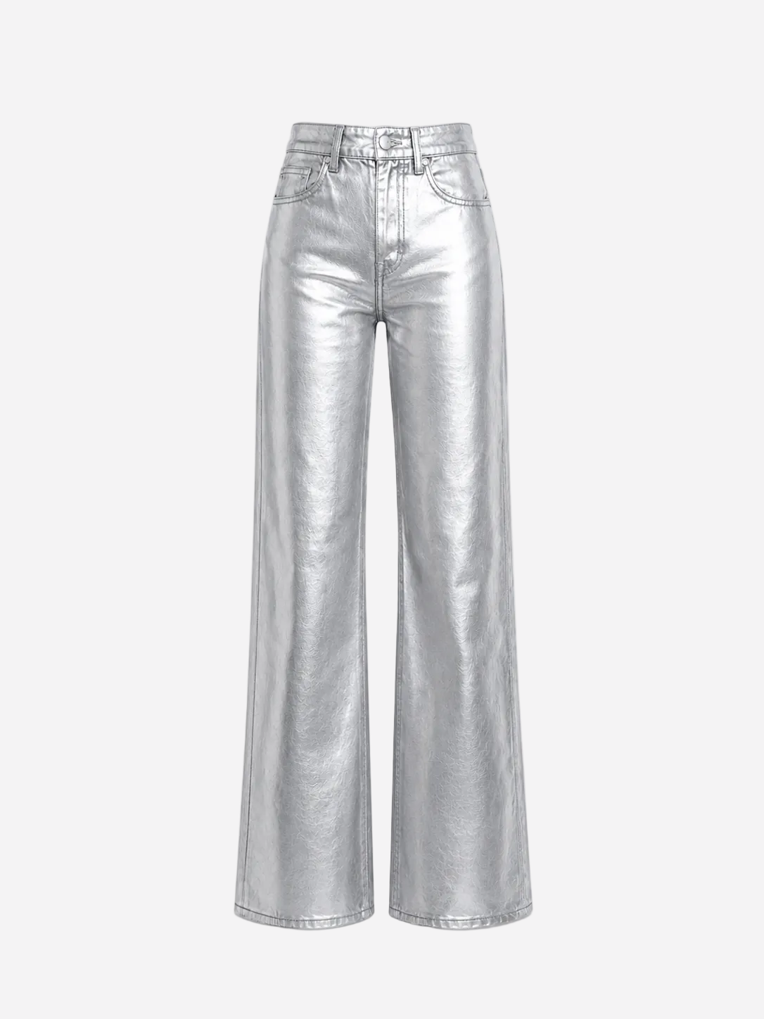 STRETCHY Faux Leather Jeans SILVER - INSEAM 80CM | SEISHIKI STUDIO