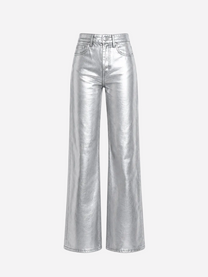 STRETCHY Faux Leather Jeans SILVER - INSEAM 80CM | SEISHIKI STUDIO