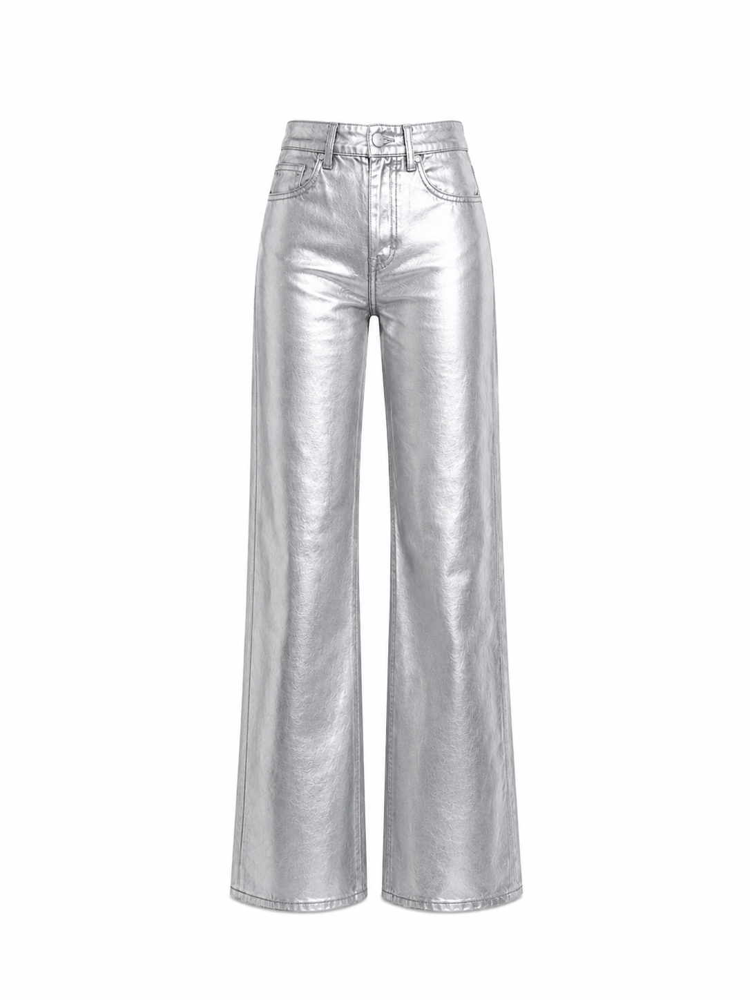STRETCHY Faux Leather Jeans SILVER - INSEAM 80CM | SEISHIKI STUDIO