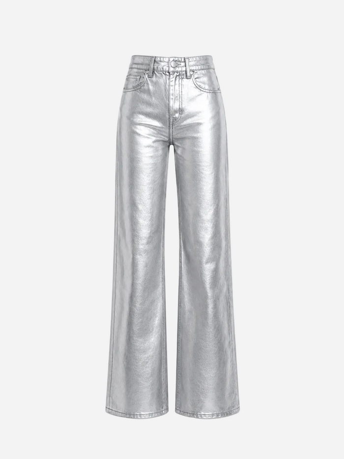 Inseam 80cm – Stretchy Faux Leather Jeans Silver – Curvy Fit | SEISHIKI STUDIO