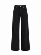 TALL STRETCHY HIGH WAIST WIDE LEG BLACK JEANS - INSEAM 84 CM | SEISHIKI STUDIO