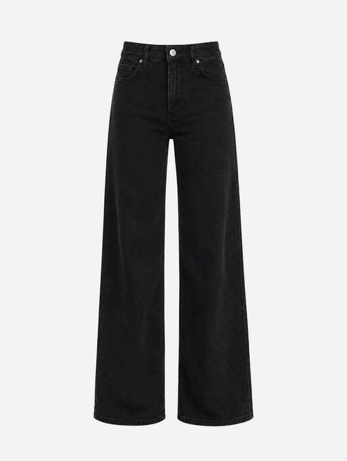 Tall – Inseam 84cm – Stretchy High Waist Wide Leg Black Jeans – Curvy Fit