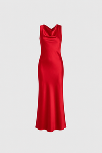 Elegant Silky OPEN BACK Special Occasion Dress RED | SEISHIKI STUDIO