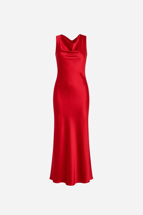 Elegant Silky Open Back Special Occasion Dress Red
