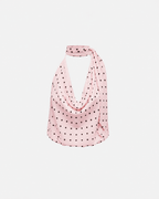 draped high neck polkadot top pink | SEISHIKI STUDIO
