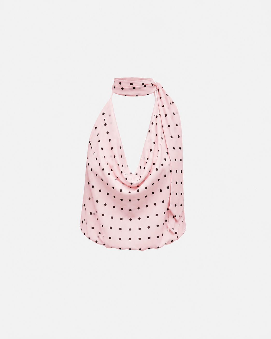 draped high neck polkadot top pink | SEISHIKI STUDIO
