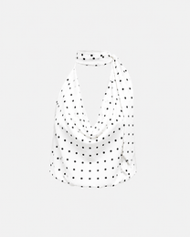 draped high neck polkadot top white | SEISHIKI STUDIO