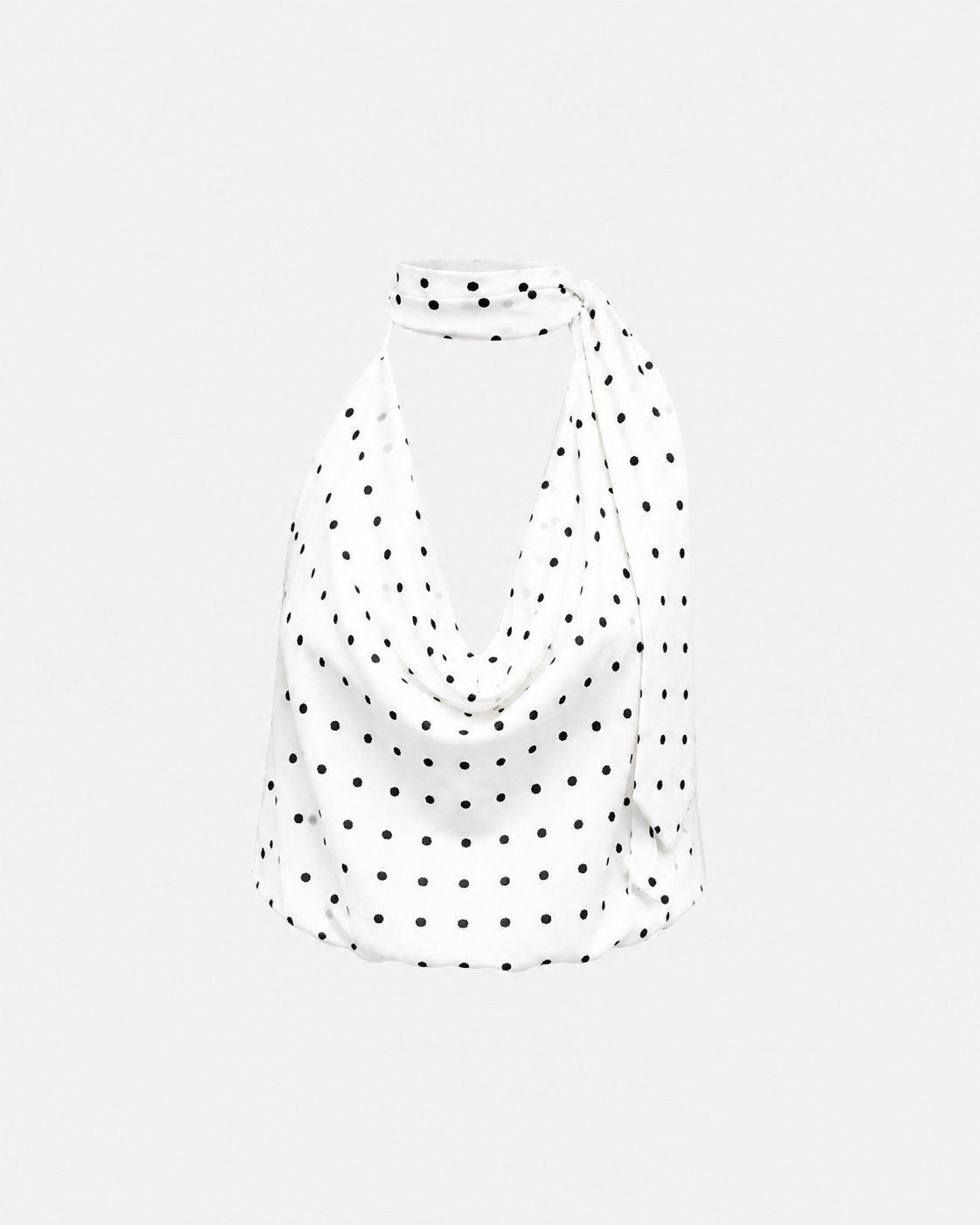 draped high neck polkadot top white | SEISHIKI STUDIO