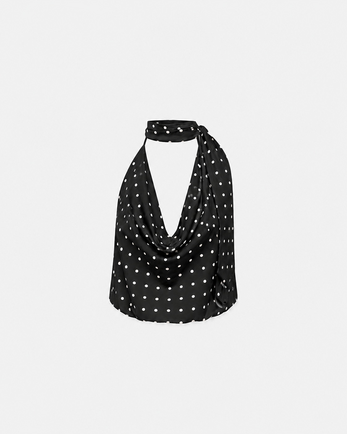 draped high neck polkadot top black | SEISHIKI STUDIO