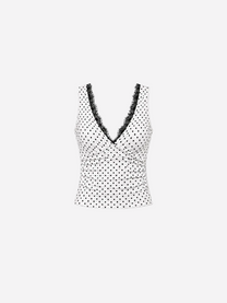stretchy polkadot top with thick straps | SEISHIKI STUDIO