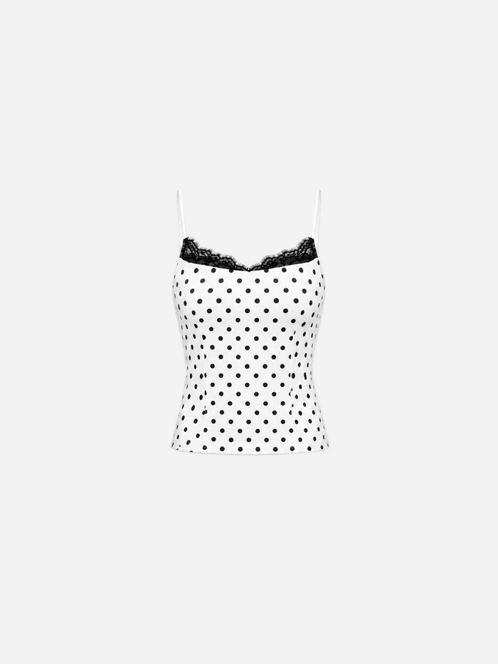 Stretchy Polkadot Top with Thin Straps | SEISHIKI STUDIO