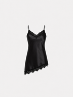 silky lace slanted top black | SEISHIKI STUDIO