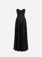 CORSET BODICE SEQUIN DRESS BLACK