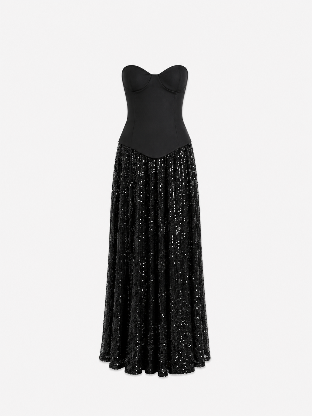CORSET BODICE SEQUIN DRESS BLACK