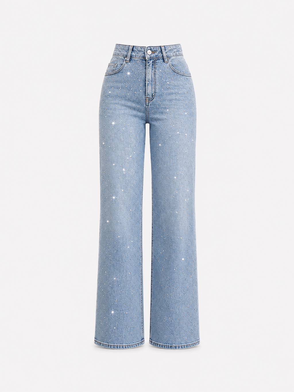 SUPER SPARKLY STRETCHY MEDIUM WASH High Waist Wide Leg JEANS - INSEAM 80CM | SEISHIKI STUDIO