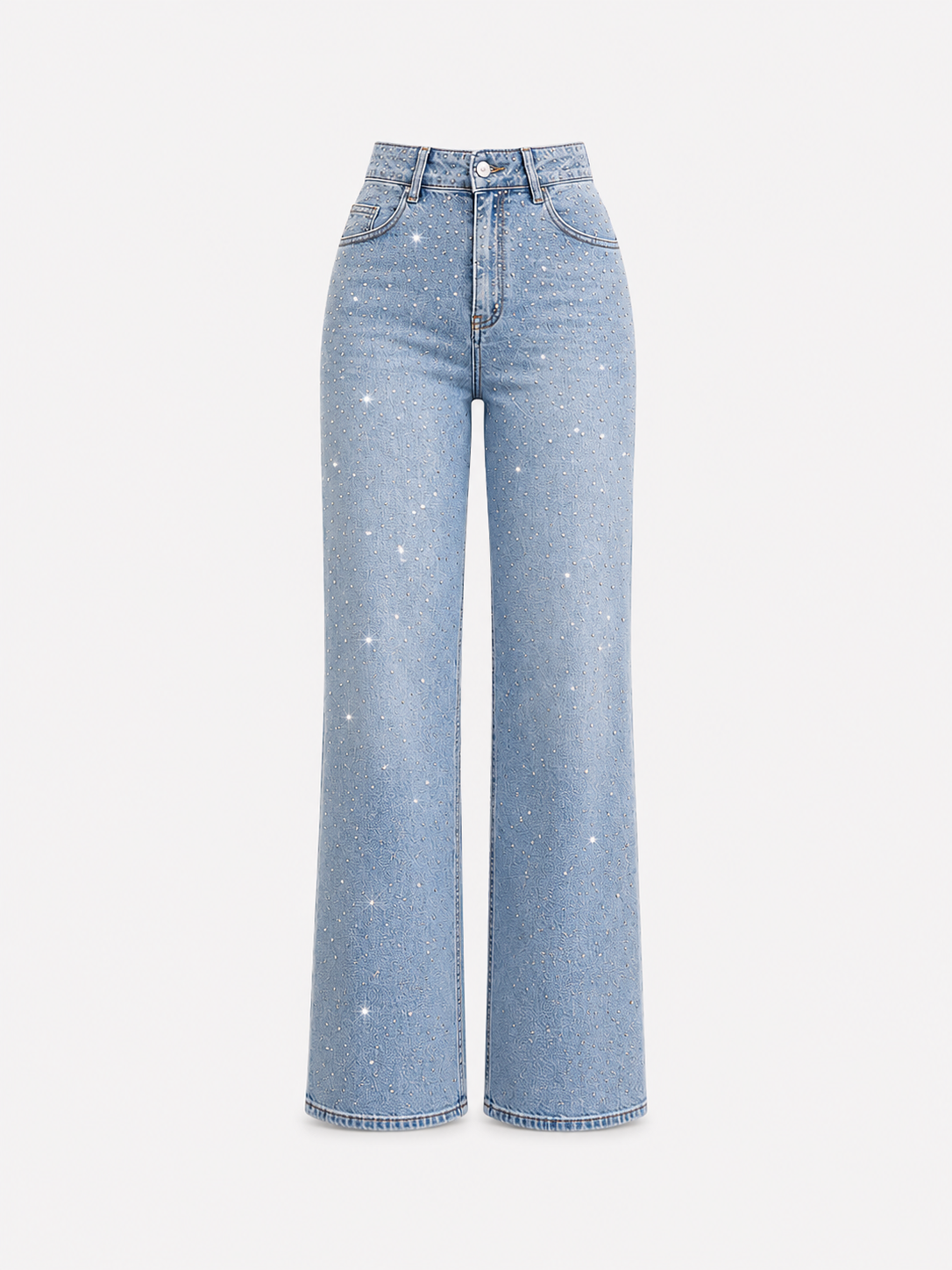 SUPER SPARKLY STRETCHY MEDIUM WASH High Waist Wide Leg JEANS - INSEAM 80CM | SEISHIKI STUDIO