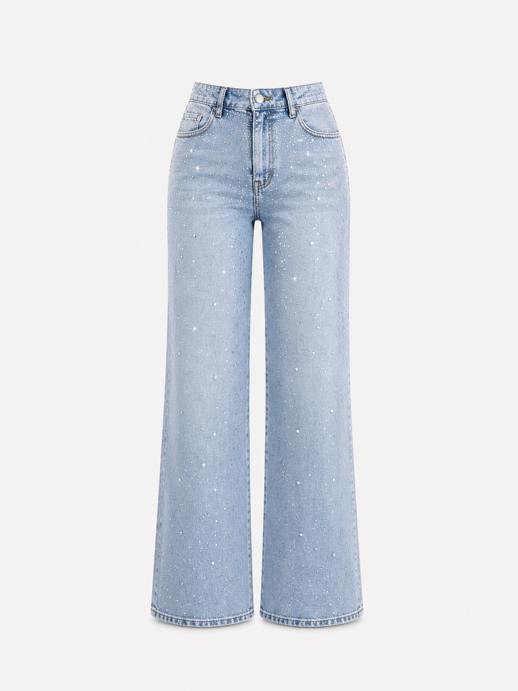LIGHT WASH WITH DARK SHADING ALL OVER SPARKLE JEANS - INSEAM 80CM