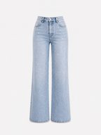 LIGHT WASH WITH DARK SHADING ALL OVER SPARKLE JEANS - INSEAM 80CM