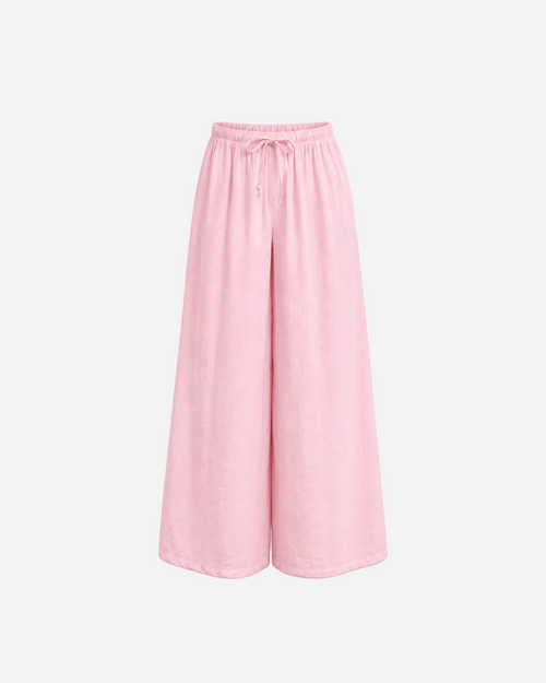 Flowy Drawstring Wide Leg Trousers Pink