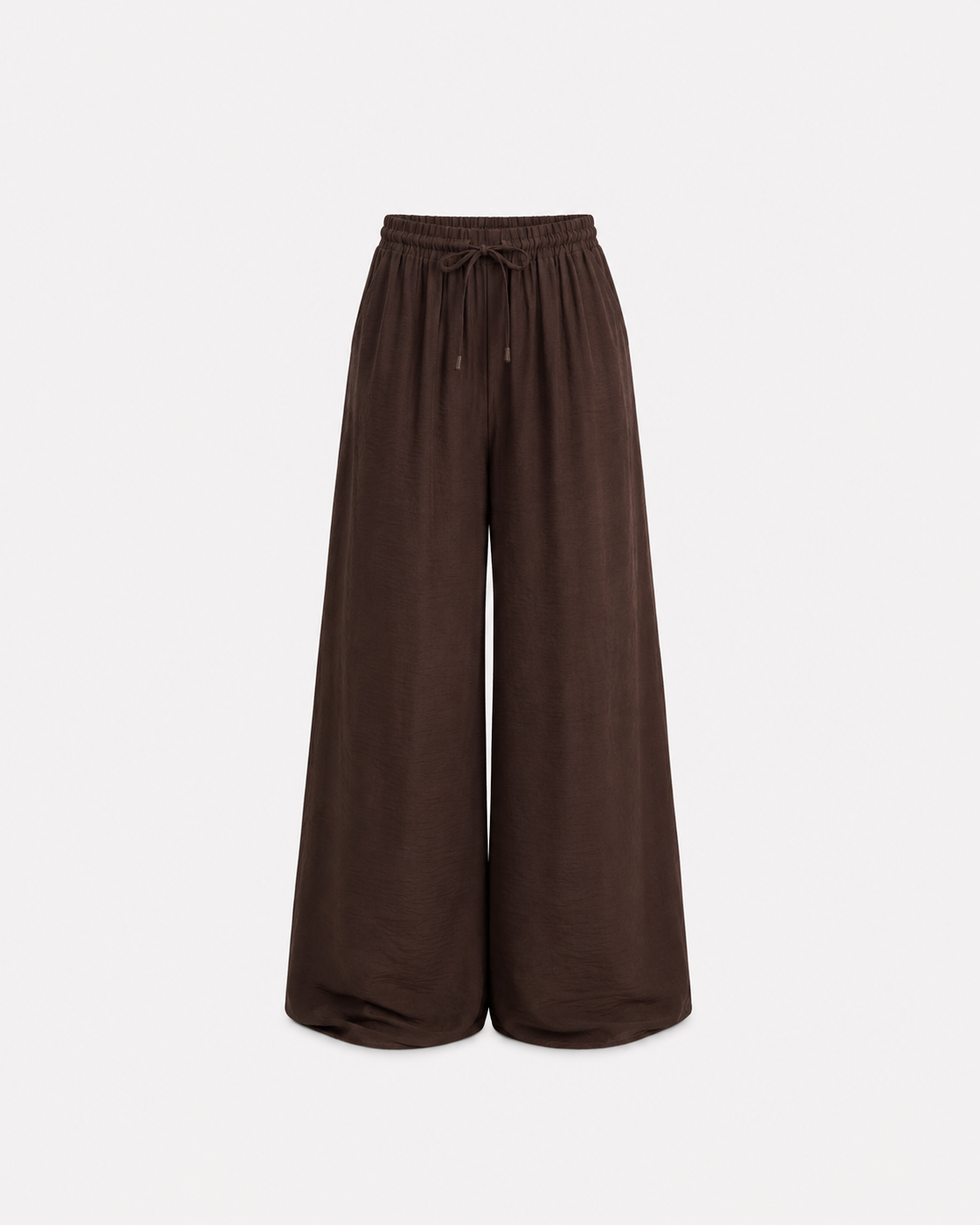 Flowy Drawstring Wide Leg Trousers Brown | SEISHIKI STUDIO